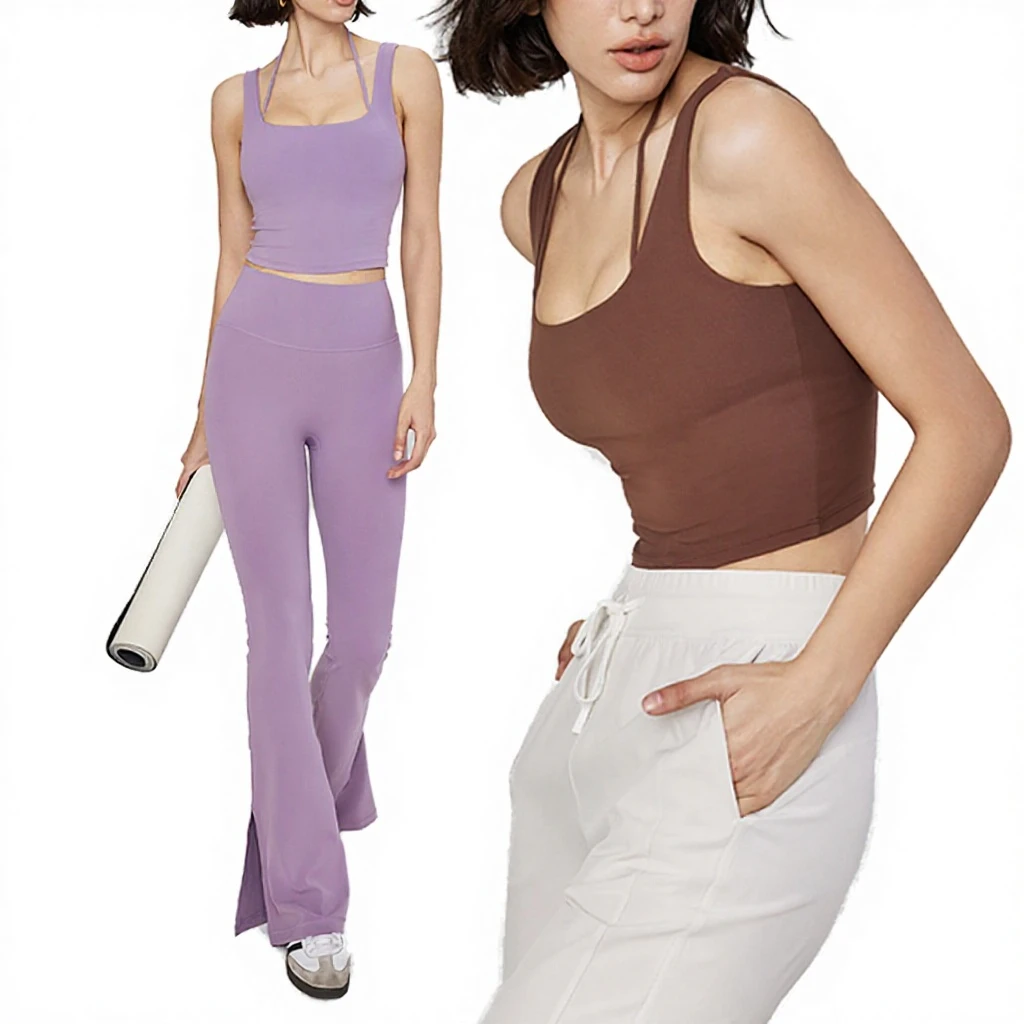 High Waist Side Split Flare Yoga Pants, Tummy Control Bootleg Leggings For Women Workout