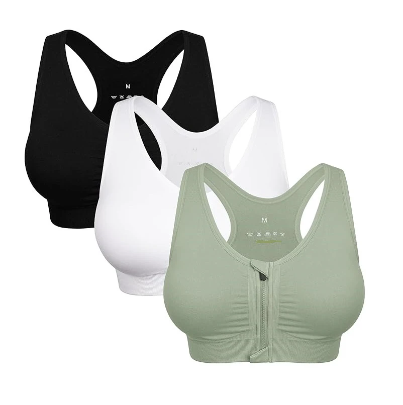 Professional Women's Plus Size High Support Lightweight Sports Bra Front Zipper Shockproof Breathable Wire-Free Running Vest