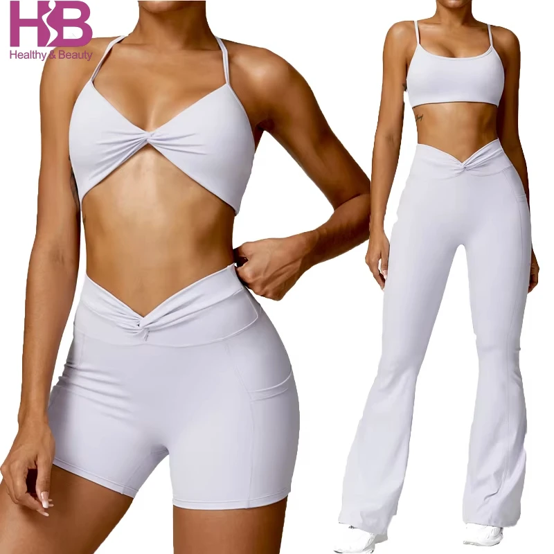HB Wholesale Women Lightweight Breathable Quick Dry Four-Way Stretch Eco-Friendly Gym Fitness Clothing 2-Piece Sports Bra Yoga