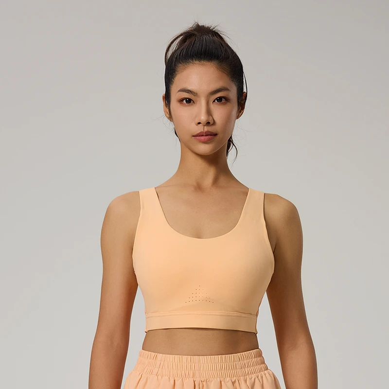 Women's High-Strength Sports Bra with Beautiful Back Adjustment Fixed Cup Shock-Absorbing Fitness Bra Running Yoga Gym Vest