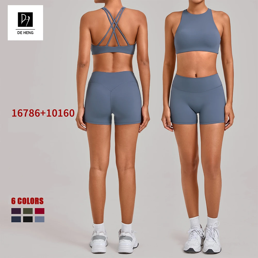 New Arrival Sports Bra Gym Shorts Crop Outdoor Sports Suits Fitness 2 Pieces Women Active Wear Yoga Sets