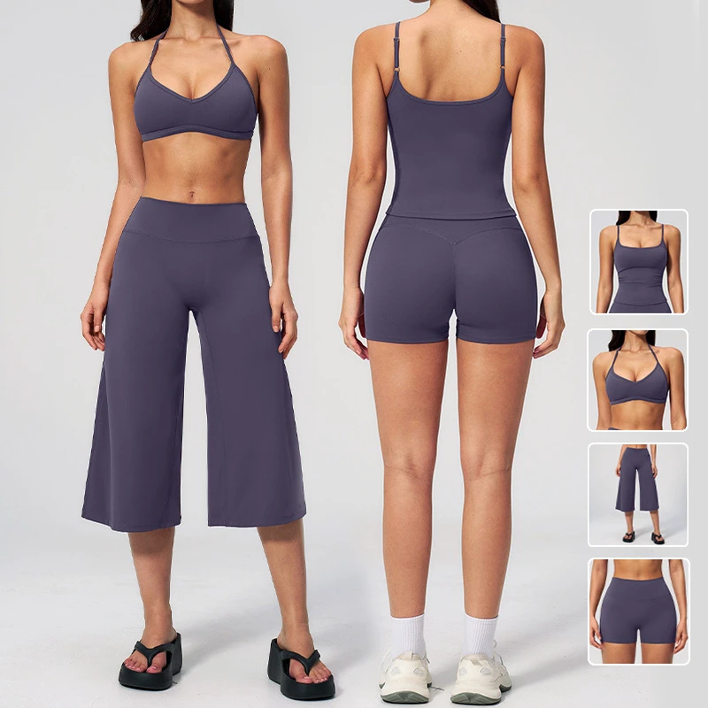 Roregal Custom LOGO High Waist Lift Hip Short Yoga Set Women Gym Fitness Sets 2 Piece Fitness Yoga Sport Bra Set