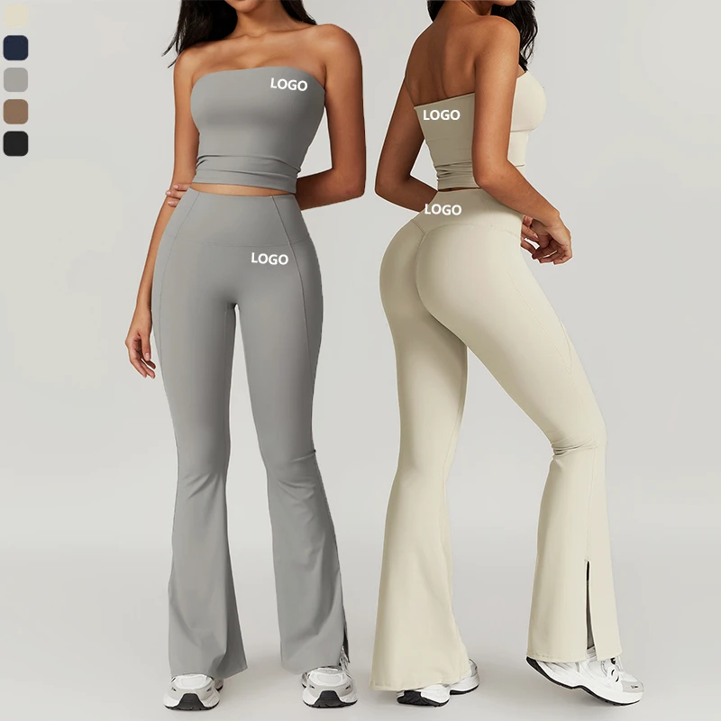 XW-TZ8793-3 High Quality Women's Sportswear Breathable Sports Bra Flared Leggings 2 Piece Yoga Sets Gym Fitness Workout Clothes