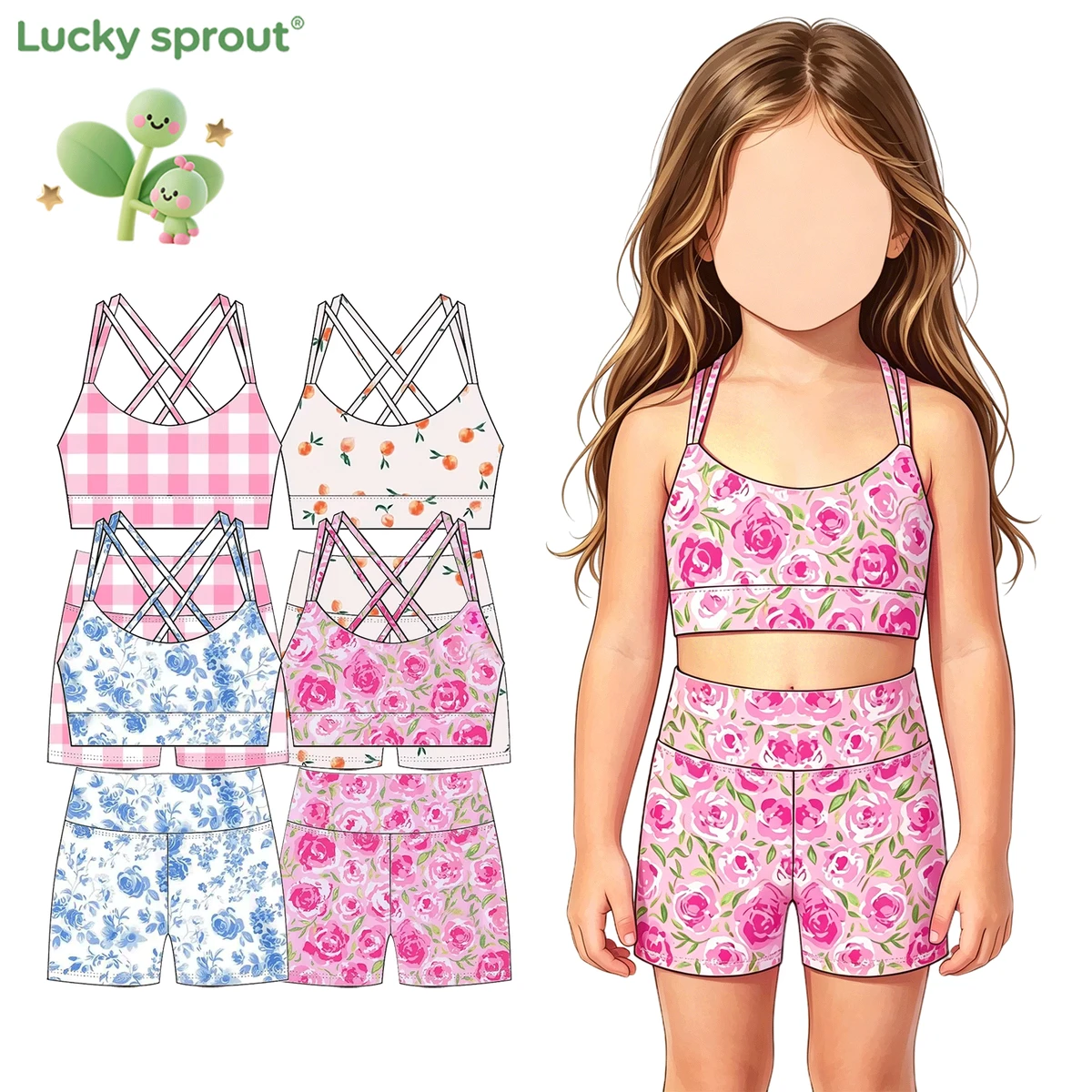 2024 Hot Sale Back Double Cross Yoga Set Gym Fitness Sets Tie Dye Girl Summer Nylon Active Wear Set