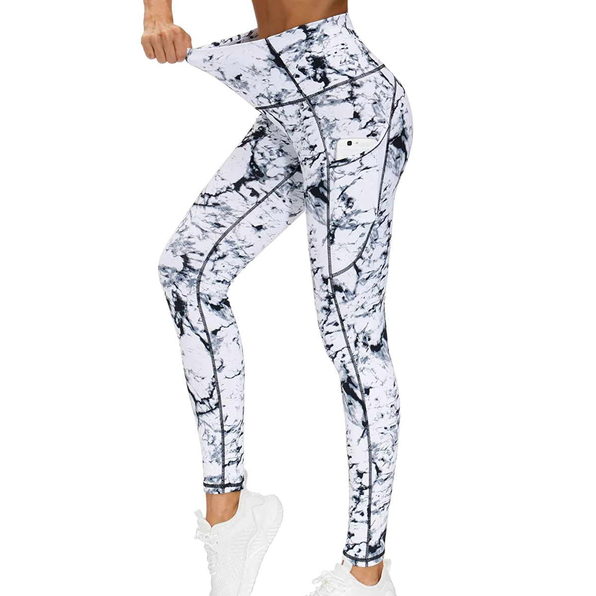 High Compression Yoga Pants Quick Dry Stretchy Soft Sports Tights Washed Tie Dye Seamless Running Fitness Leggings Solid