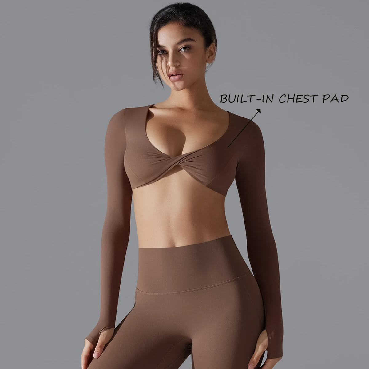Women's Lightweight Breathable Activewear Set-Sports Bra & Long Sleeve Crop for Running & Yoga