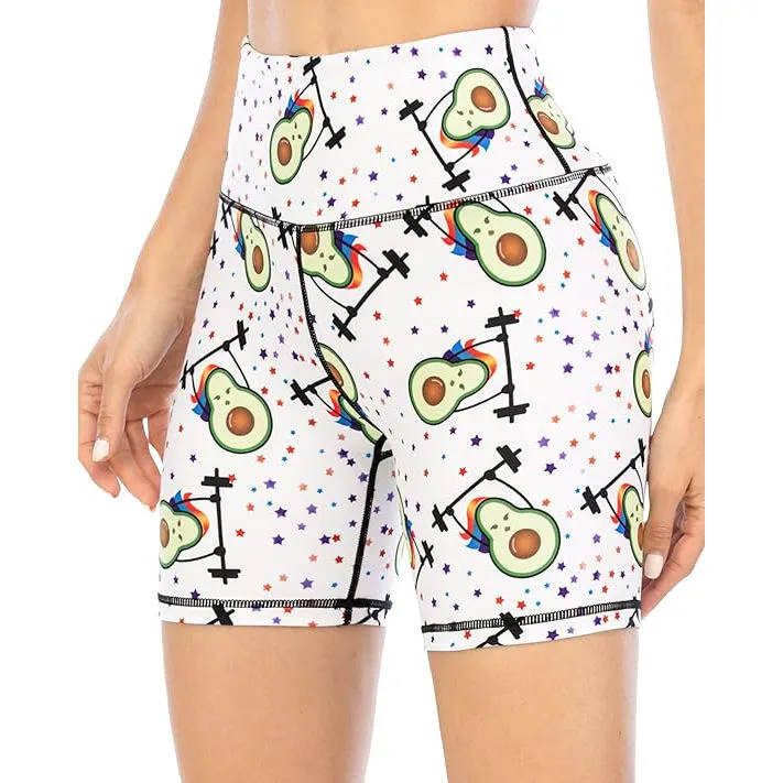 High Waist Simple Plaid Yoga Shorts Women Elastic Waist Knee Length Four-Way Stretch Spandex Polyester Plus Size Leggings