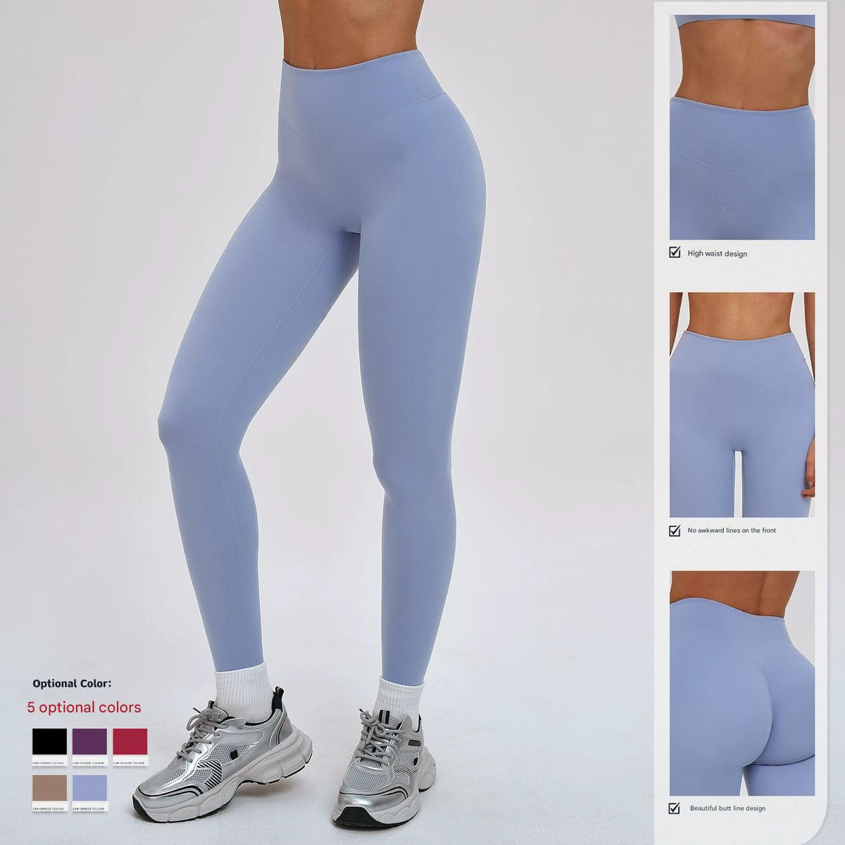 High-waist Long with No Embarrassing Seams Yoga Pants with Stretchy Elasticity Tightfitting Sports Pants for Toning Buttocks