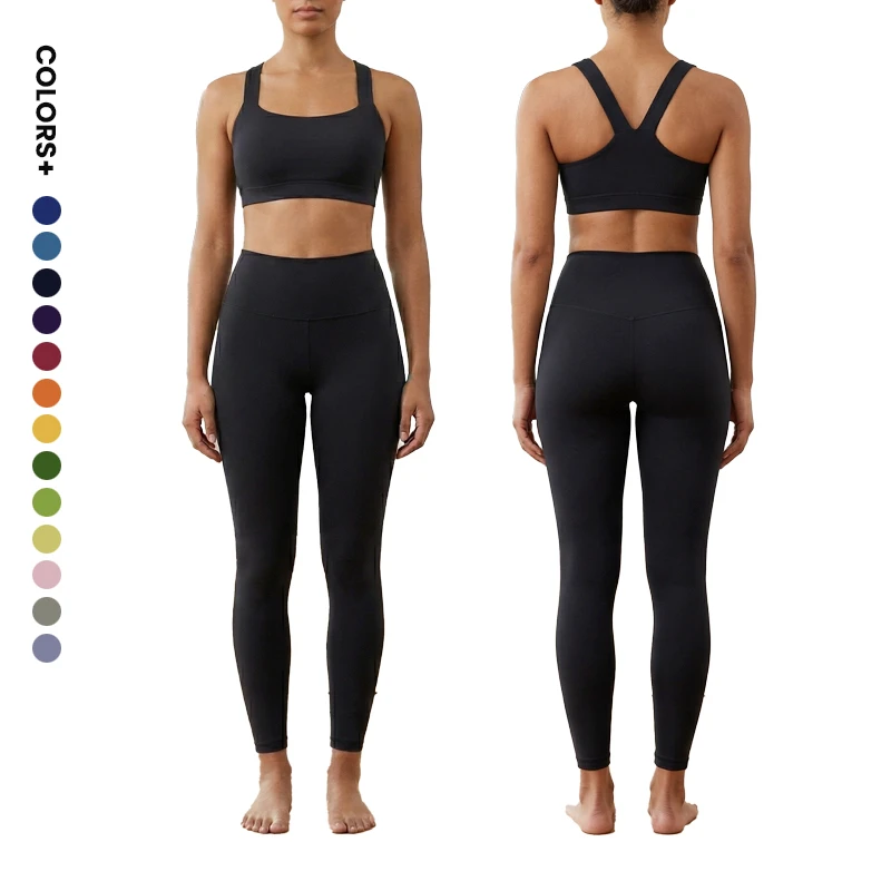 High Quality Women's Medium Support Non-adjusted Strap Plaid Spandex/Nylon Sports Bra 220g Fabric Fitness Customizable
