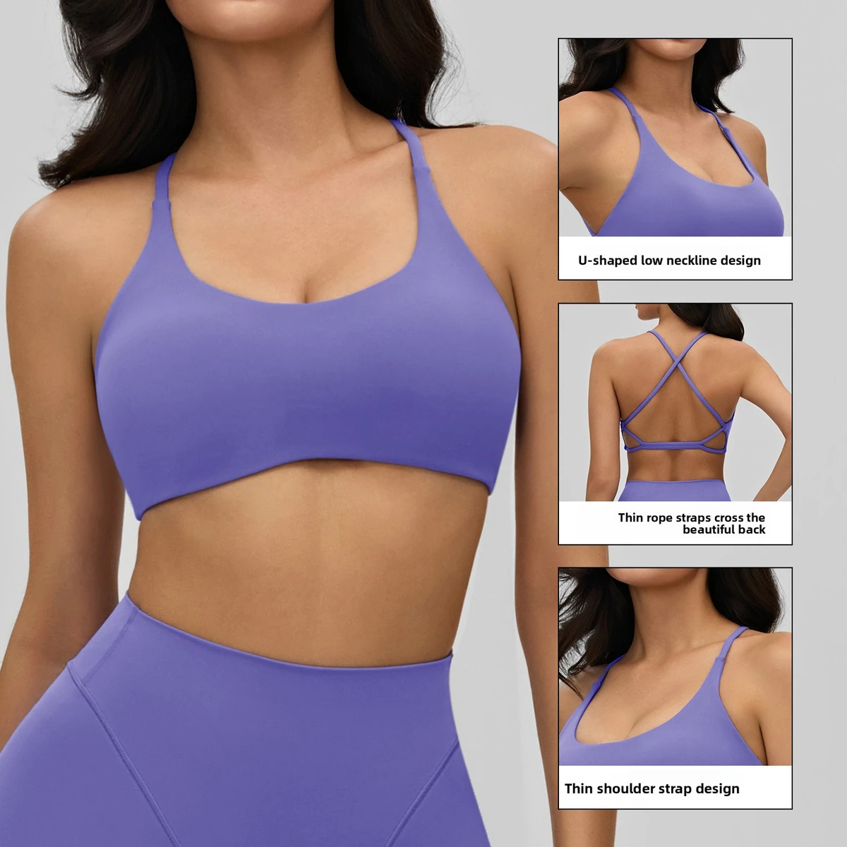 Women's High Support Breathable Yoga Bra with Removable Chest Pads Crisscross Straps Spandex/Nylon Material