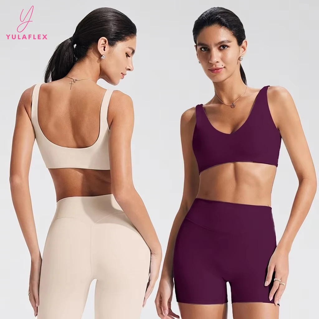 Cross-border Brushed Breathable Spandex/Nylon High Support Tight-Fitting Beauty-Back Yoga Bra Womens Running Fitness Sports