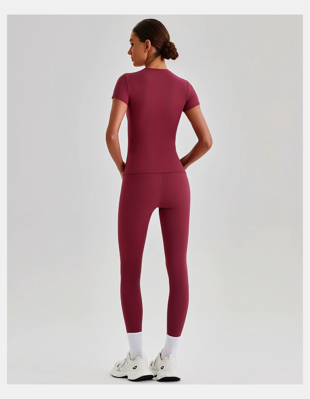 Women Casual Workout Set 2pcs Sports Wear Yoga Outfit Short Sleeve T-shirt Top High Waist Yoga Leggings Running Gym Fitness Sets