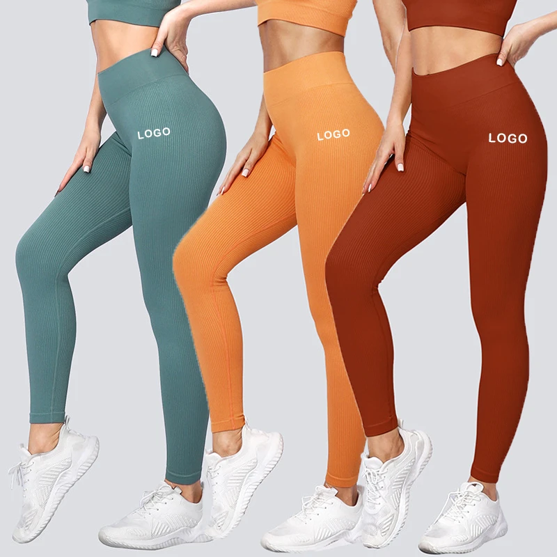 Women High Waist Cropped Pants Gym Fitness Pilates Workout Seamless Yoga Leggings