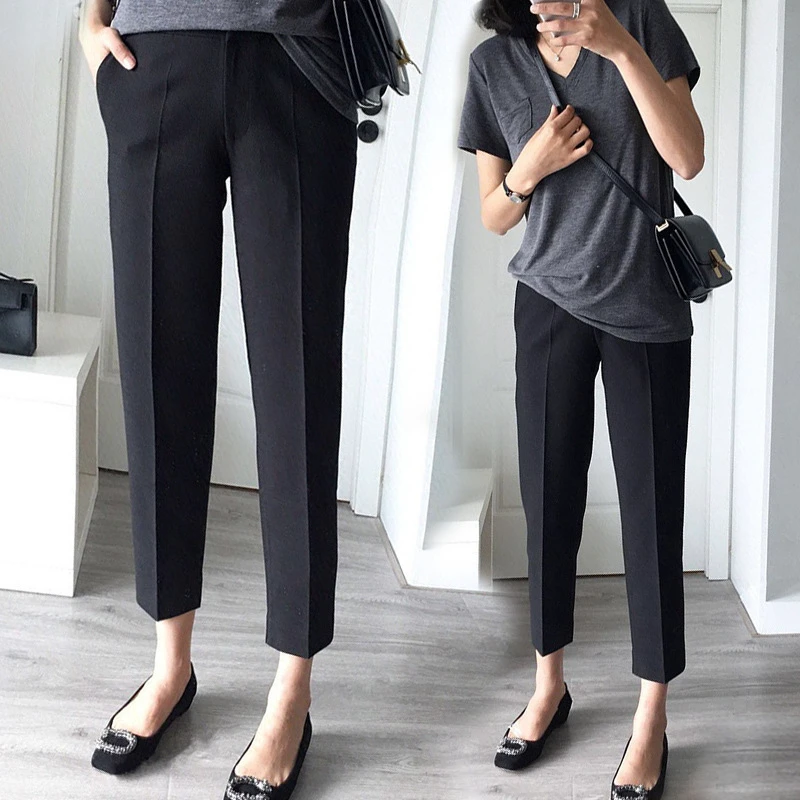 Pregnant Women's Cotton Summer Loose Nine-point Wide-leg Supporting Belly Pants Casual Tide Mom Wear
