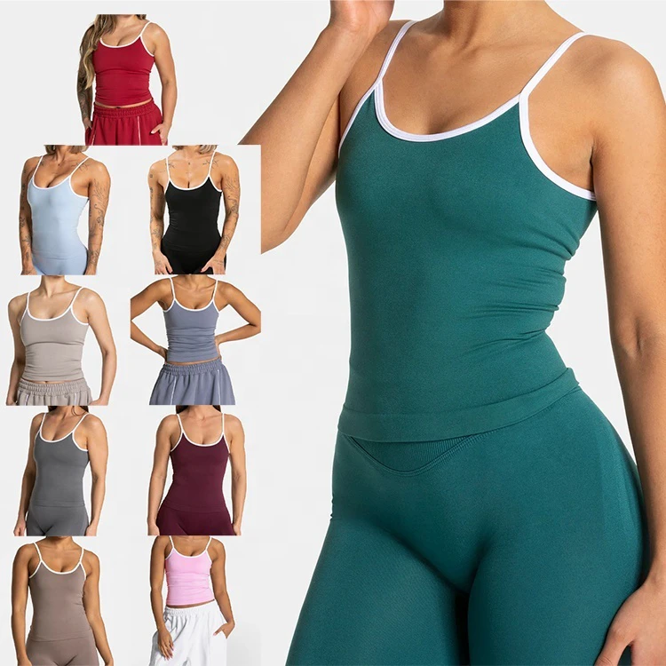 Summer Spring Sexy Women Spandex/Nylon Seamless Yoga Sports Gym Simple U-Neck Breathable Shockproof Fitness Bra