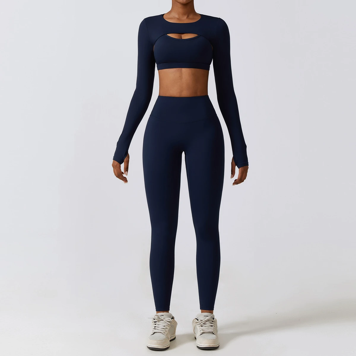 Factory Direct Supply Solid High Waist Breathable Quick Dry Eco-Friendly Lightweight Yoga Workout Set Sports Fitness Bras Front