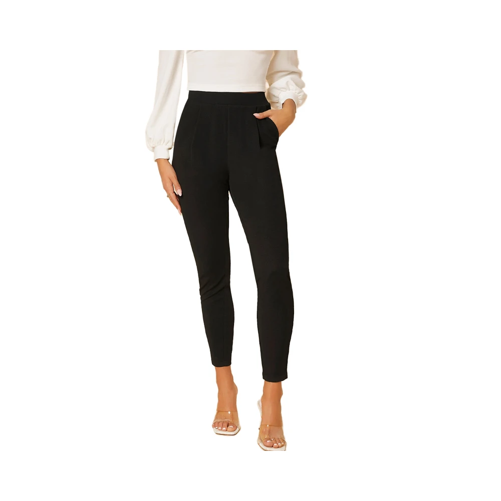 Women's High Waist Regular Fit Straight Casual Pants Solid Color Breathable Plus Size Ankle-Length