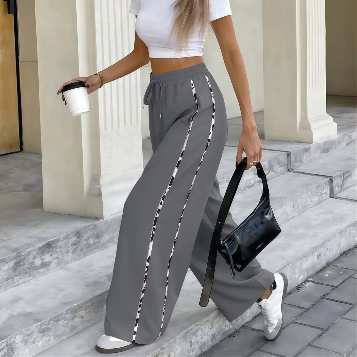 2026 New European American Women's Polyester Breathable Eco-Friendly Loose Fit Autumn Straight Full Length Casual High Pants