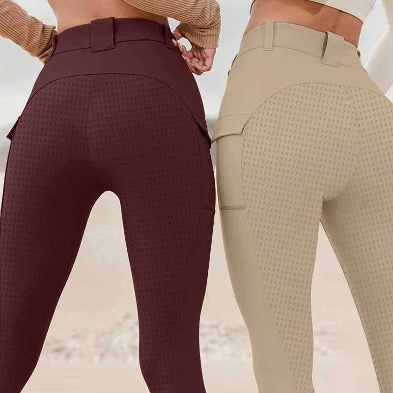 Wholesale Pocket Silicone Equestrian Clothing Full Seat Silicone Horse Riding Pants Leggings Women Riding Breeches