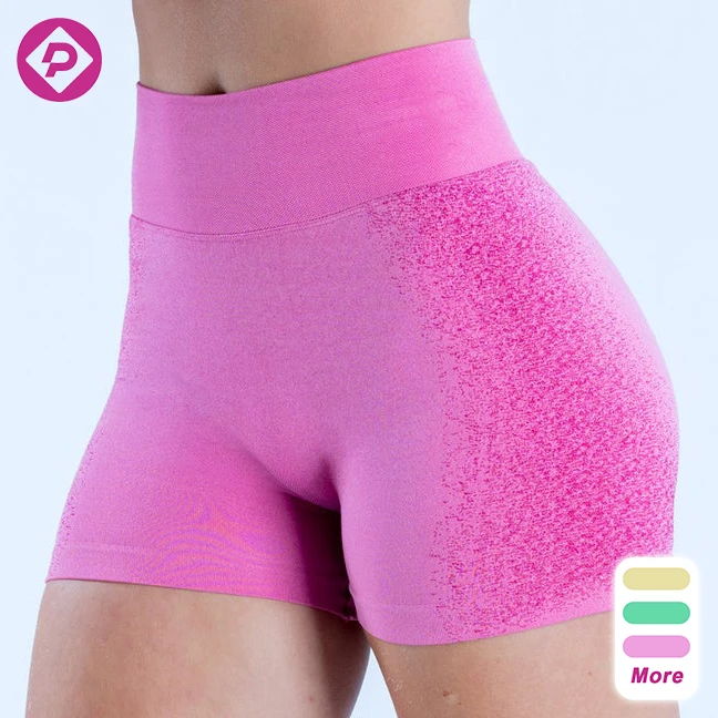 Running Workout Activewear Elastic Waist Scrunch Butt Sports Shorts Seamless Gym Fitness Yoga Shorts