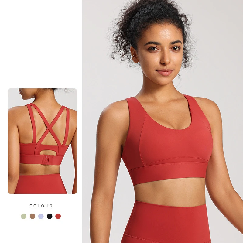 Wholesale Women's Sports Bras with Integrated Cups, Beautiful Back Design, High-intensity Sports Quick-drying Yoga Underwear