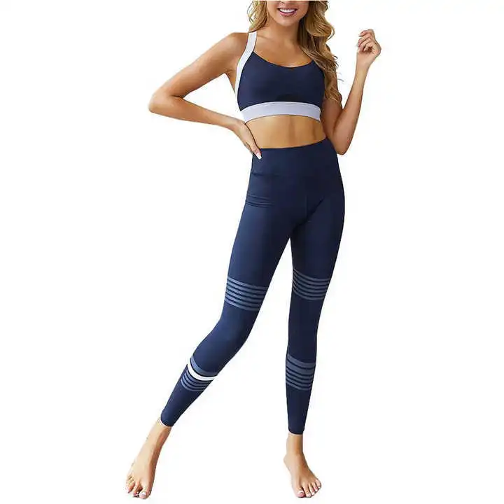 High Quality Casual Solid Canvas Breathable Quick Dry Yoga 2 Piece Set for Women Gym Fitness Sports Wear Elastic Waist 2026