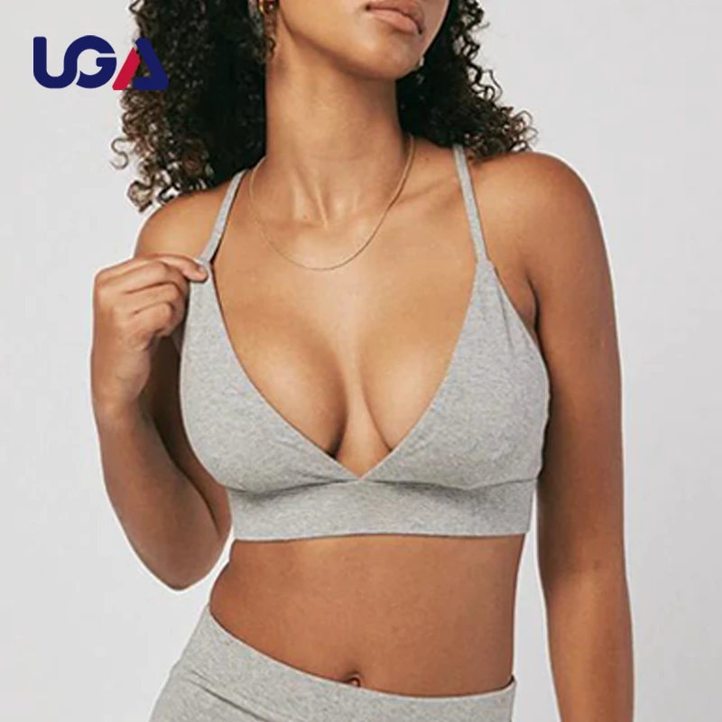 Custom High Support Lower Deep V Shape Workout Elastic Adjust Shoulder Strap Open Back Women Wear Yoga Sports Bra