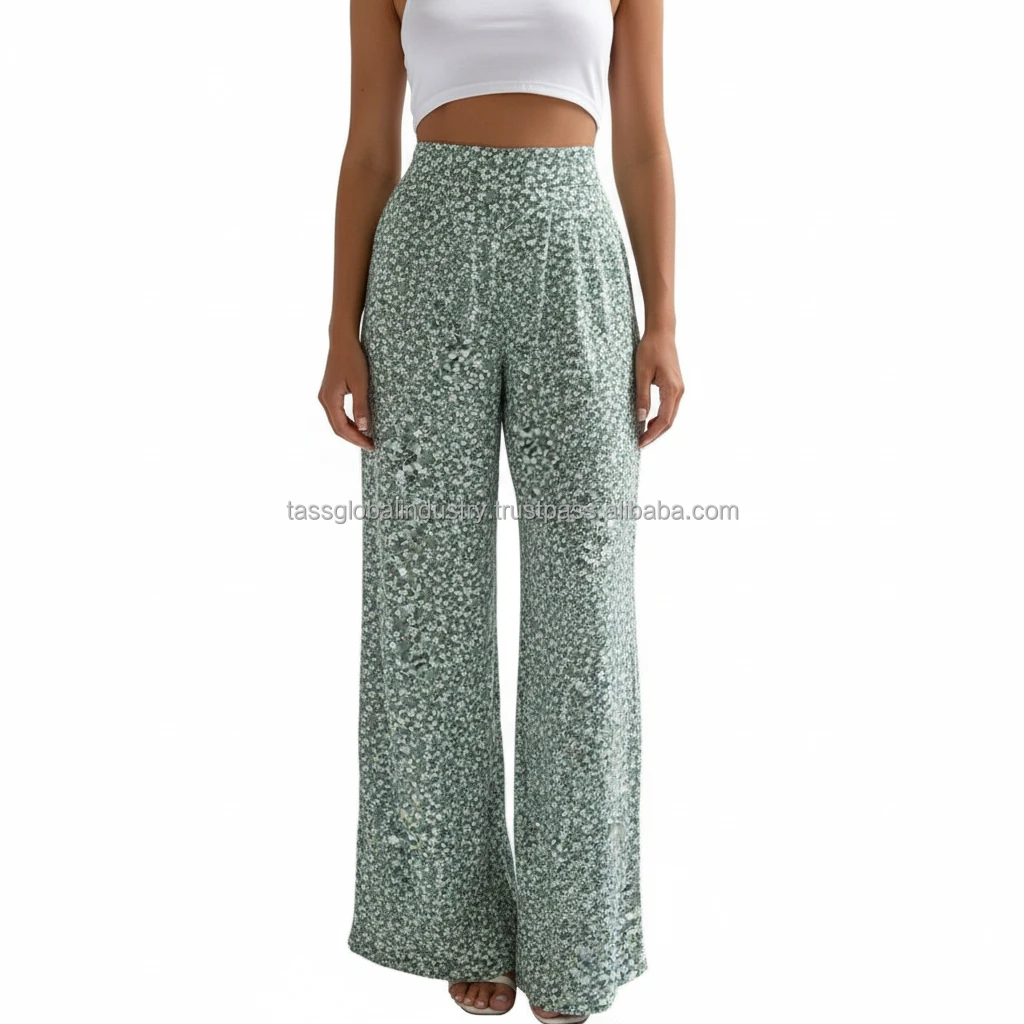 Wholesale Women Floral Print Lightweight Spandex/Polyester Wide Leg Pants High Waist Summer Beach Palazzo Customizable OEM
