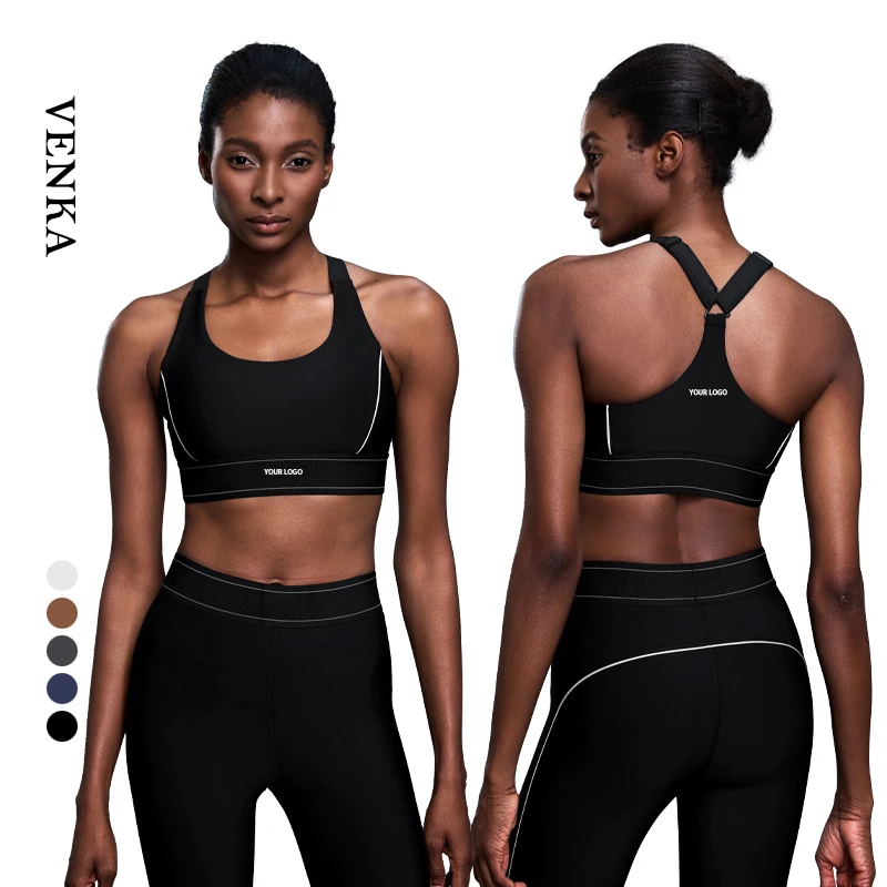 Contrast Color Sports Tops Training Clothes Women High Strength Shock-Absorbing Adjustable Straps Ladies Fitness Yoga Bra