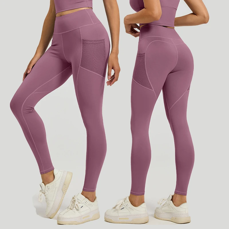 High-Waist Tummy Control Women's Yoga Leggings Side Mesh Pockets Custom Logo Plus Size Workout Pants Fitness & Yoga Wear