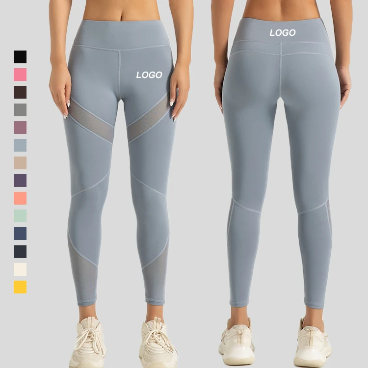 Women's High-Waisted Button Yoga Pants Breathable Print Sweat-Proof Ankle-Length Fitness Workout Waist Solid Running Exercise