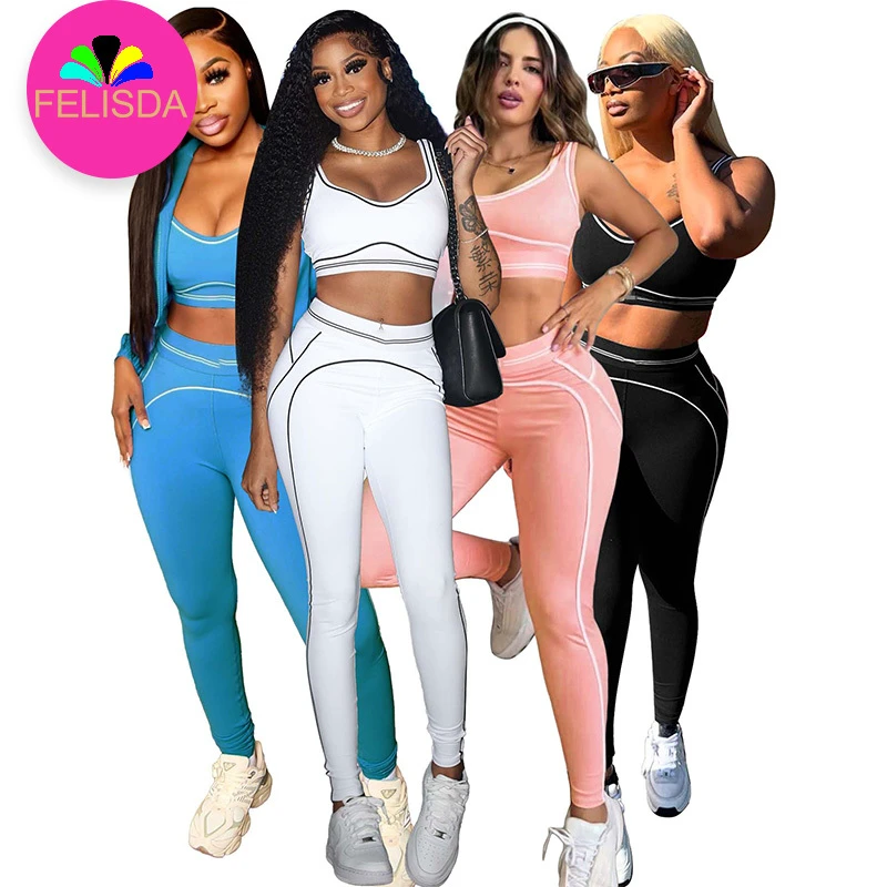 Fitness Yoga Two Piece Pants Set Woman Sport Bra Crop Top Pant Sets Leggings Gym Clothing Woman Sports Clothes Women 2 Piece Set