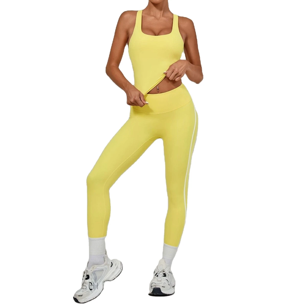 Women Two Piece Sportswear, High Waisted Yoga Outfit, Tight Fitting Fitness Set, Quick Dry Running Clothes, Seamless Workout Set