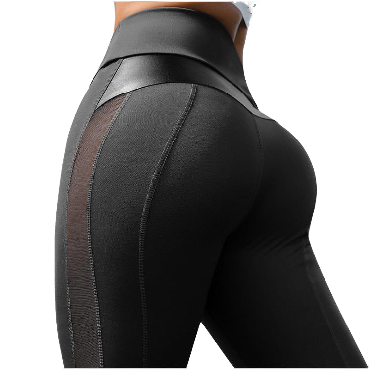 Women's XS High Waist Fitness Pants Elastic Waist Mesh Breathable Yoga Leggings Hip Lifting Sports Running Cropped Slim Fit