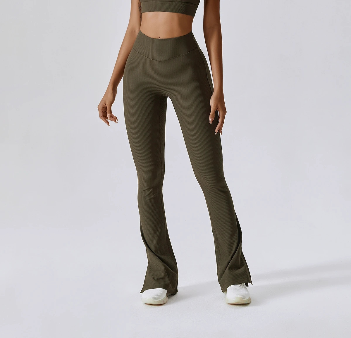 High Waisted Four-way Stretch Soft Women Workout Pant Yoga Tight Gym Apparel Ribbed Yoga Leggings