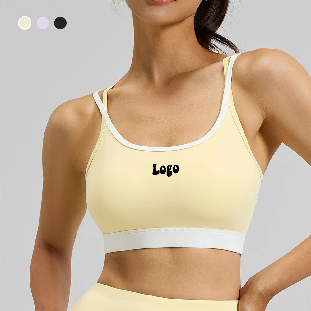 OEM Custom Logo Women's Gym Active High Support Sports Stretchy Quick Dry Breathable Crisscross Back Yoga Bra with Fixed Cups