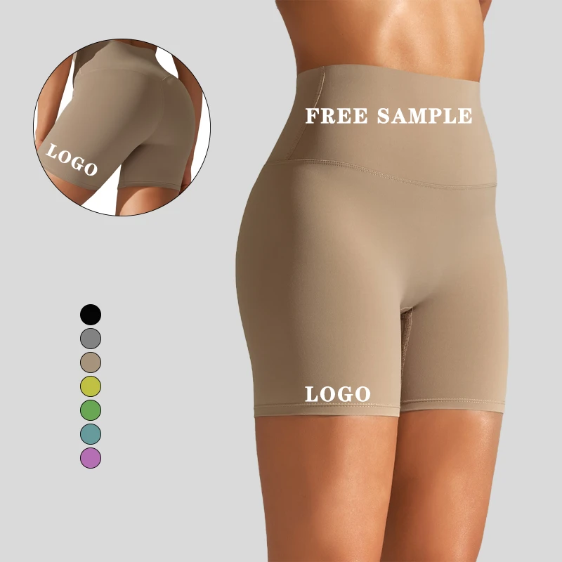 Custom Women's Workout Fitness Nylon Sports Tummy Push up Pants Seamless Leggings Running High Waisted Yoga Shorts