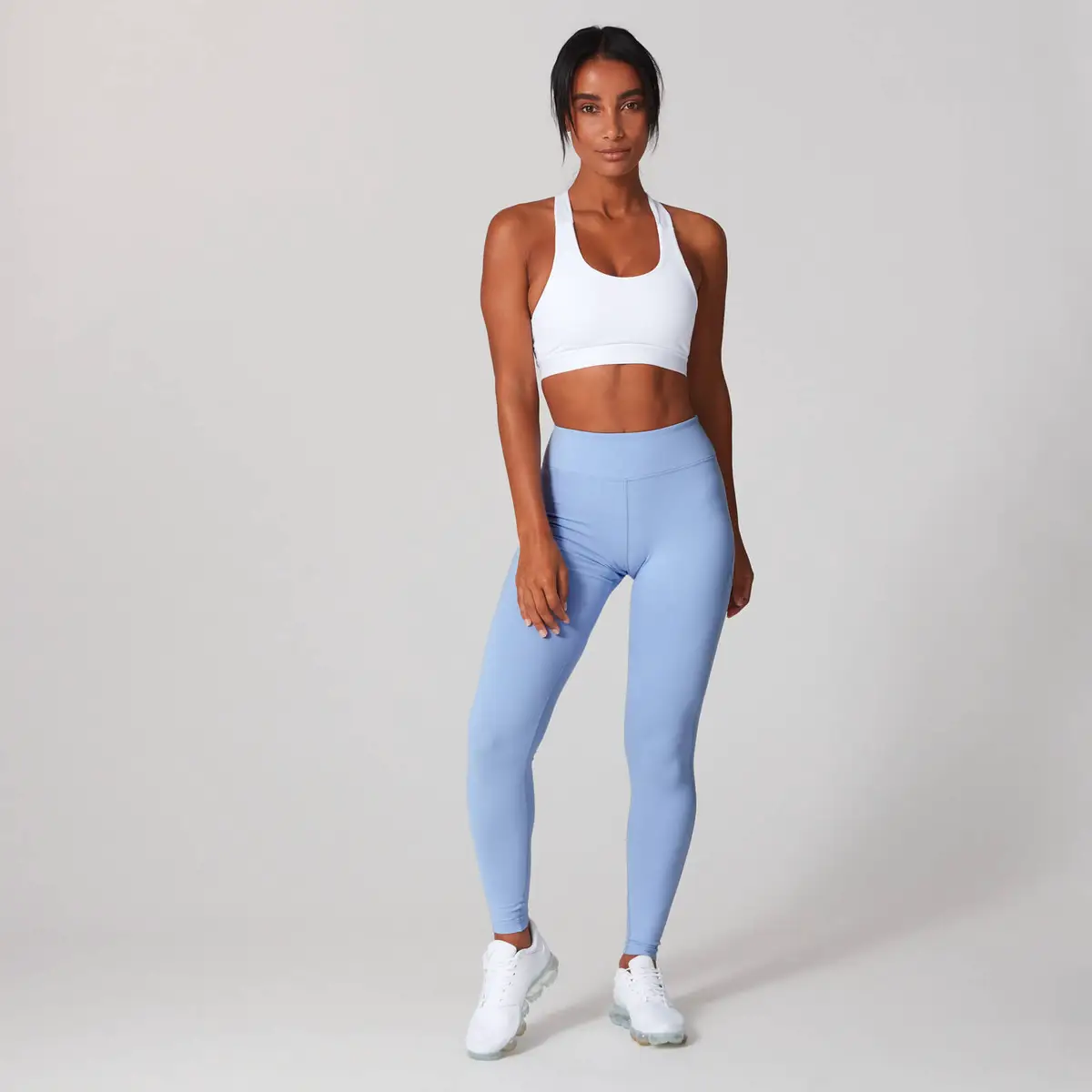 Womens High-Elastic Yoga Gym Outfit Solid 2-Piece Set Breathable Soft Moisture-Wicking Leggings Crop Top for Fitness
