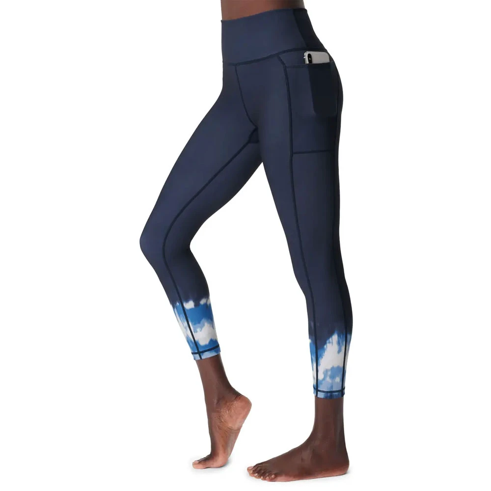 Women High Quality Seamless Knitted Breathable Eco-Friendly Yoga Leggings Elastic Waist Full Length Pockets Sweat-Wicking