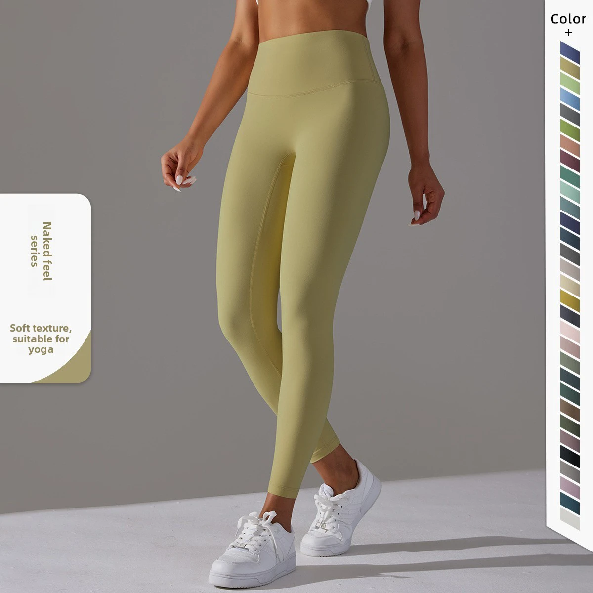 Seamless Double-Sided Brushed Velour Bare-Feel Breathable Spandex/Nylon Yoga Cropped Pants; High-Waisted Butt-Lifting