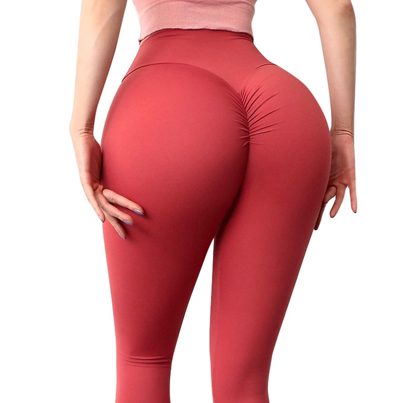 Women's Lightweight High Waist Yoga Leggings Scrunch Back Non-Front Seam Compression For Running Breathable Solid Pattern Pants