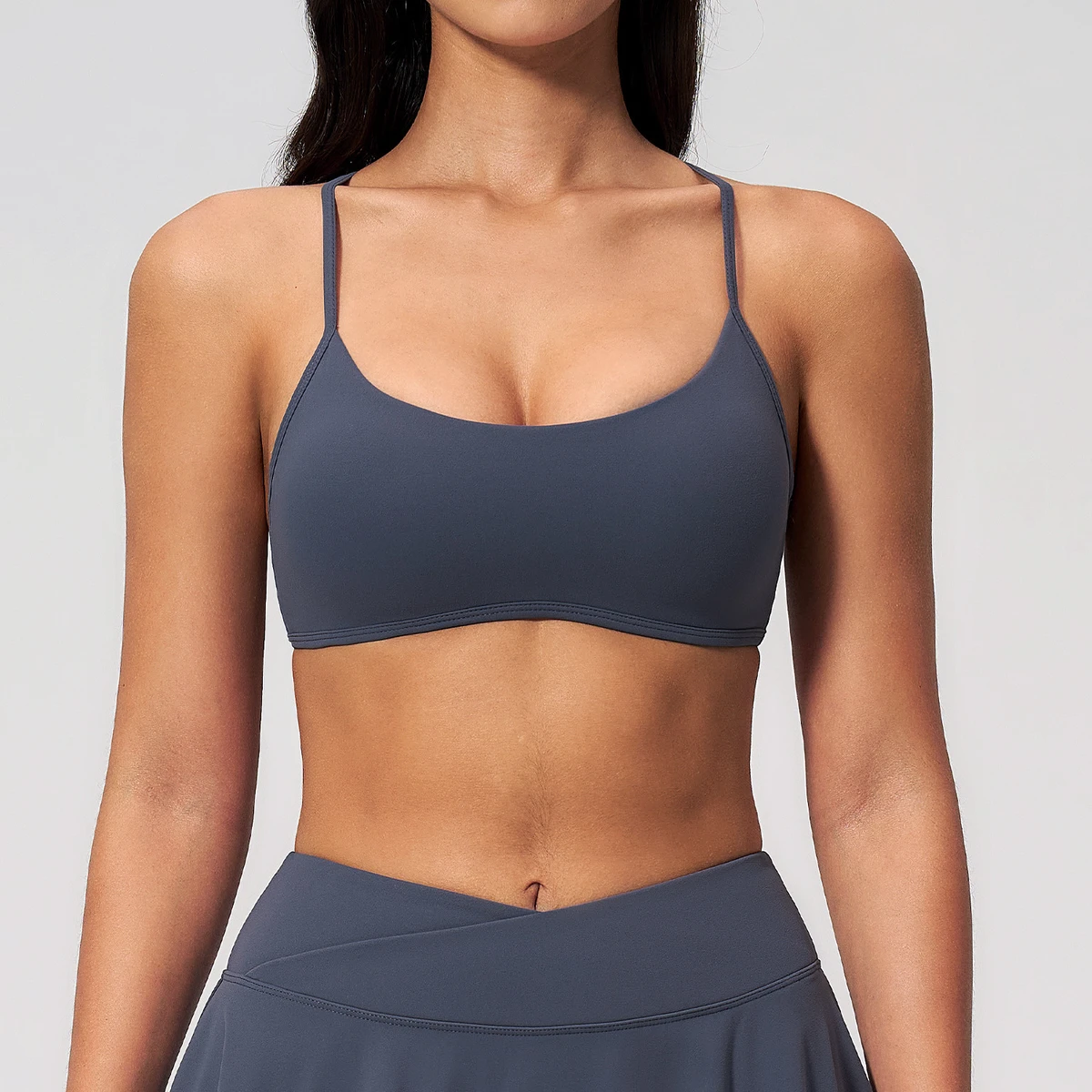 Women's Cross Back Sports Bra, Removable Pads Yoga Top, Light Support Workout Bralette for Running, Gym & Fitness