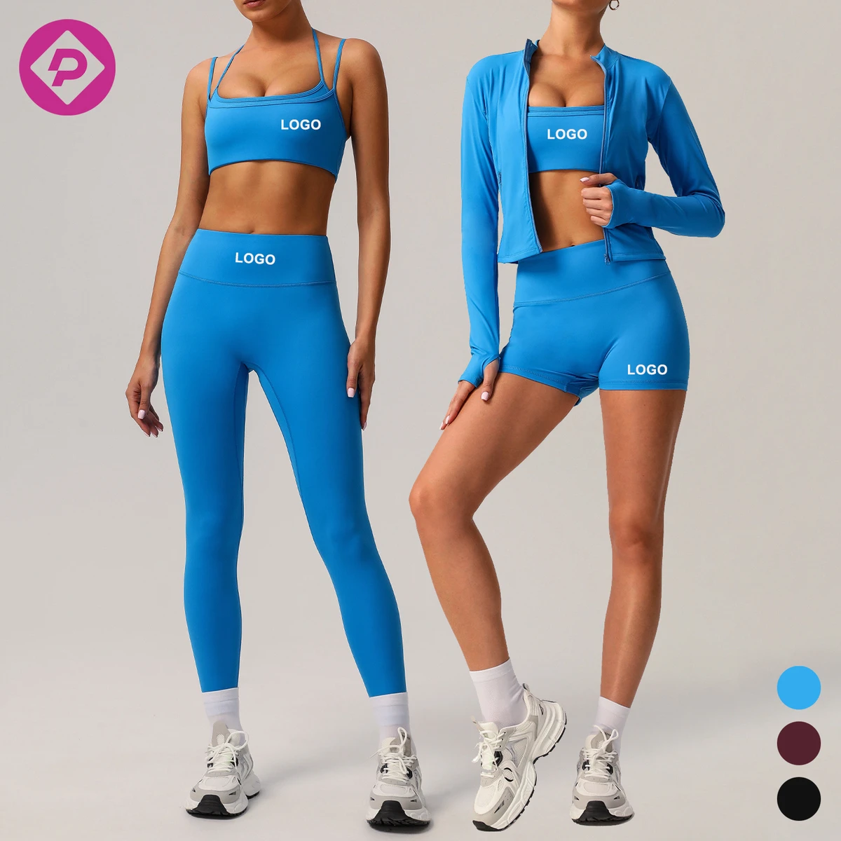 4 PCS Women Gym Sports Set Quick-Drying Spandex and Nylon Fitness Wear Backless Outdoor Running Yoga Set