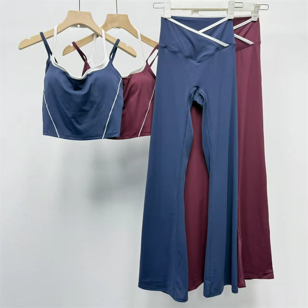 Customized Two-piece Halter Neck Backless Sports Set with High Waist Versatile and Easy to Match Suitable for Fitness and Sports