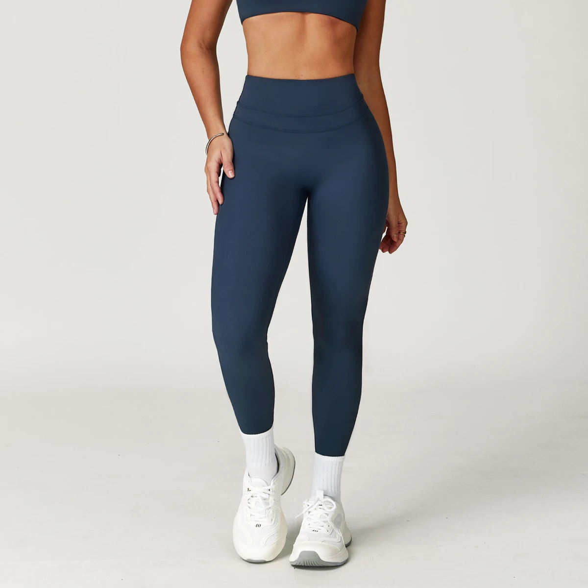 High Waist Yoga Pants Tummy Control Hip-Lifting Polyamide Color Blocking Full Length Wrinkle-Resistant