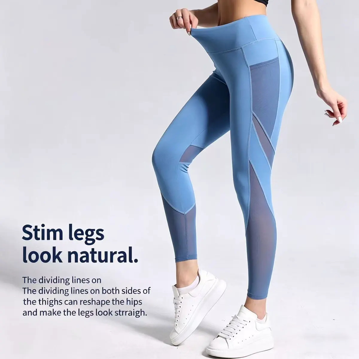 Hot Selling Solid High Waist Women's Workout Leggings V Contour Seam Breathable Anti-UV Four-Way Stretch Eco-Friendly Full