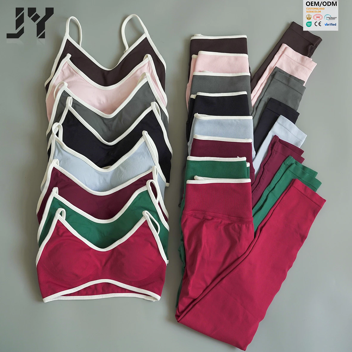 JY New Sales 2Pcs Gym Set Women Backless Tank Tops Scrunch Seamless Leggings Gym Suit Fitness Clothes Activewear Workout Sets