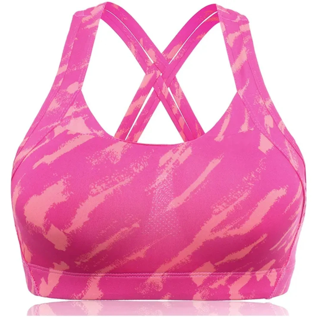 Custom Plus Size High Support Breathable Quick Dry Seamless Spandex/Polyester Front Logo Women's Sports Bra Gym Yoga Workout