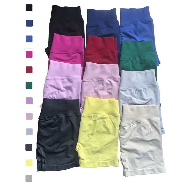 Women's High Waist Yoga Gym Fitness Sports Shorts Breathable Four-Way Stretch Elastic Waist Quick Dry Ruched Butt Tights Solid