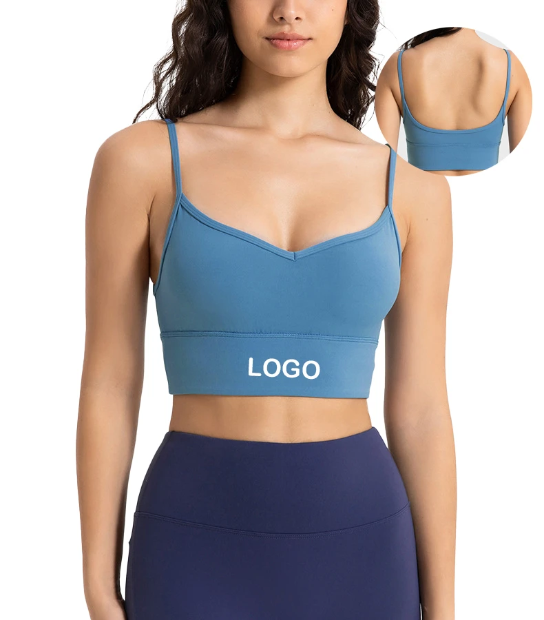 Wholesale Womens Clothing Custom Workout Wear Sexy Halter U back Sports Top High Elastic V-neck Gym Fitness Yoga Bra Sports Bra